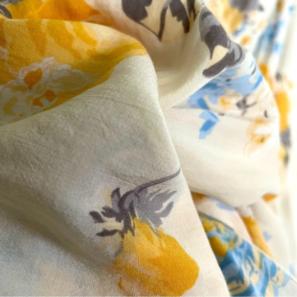 Torrid Cream & Yellow Floral Sleeveless V-Neck Lace Trim Midi Dress Size 2 - Picture 8 of 12